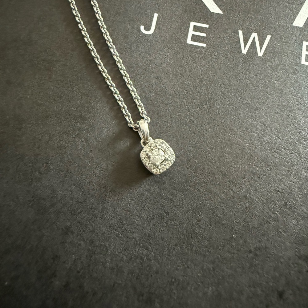 Kay Jewelers Silver Dainty Crystal Necklace